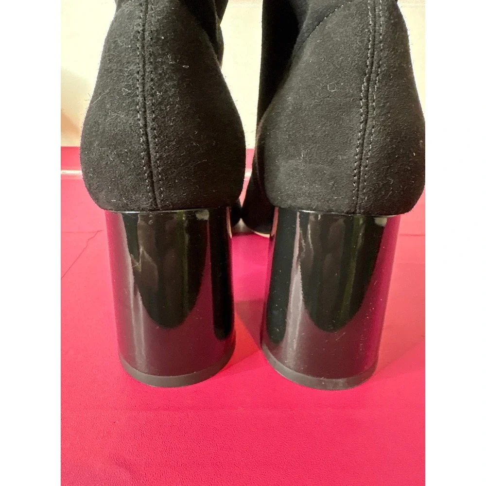 ALTERRE Womens Black Suede Pointed Toe Block Heel Sock Booties Size 8‎